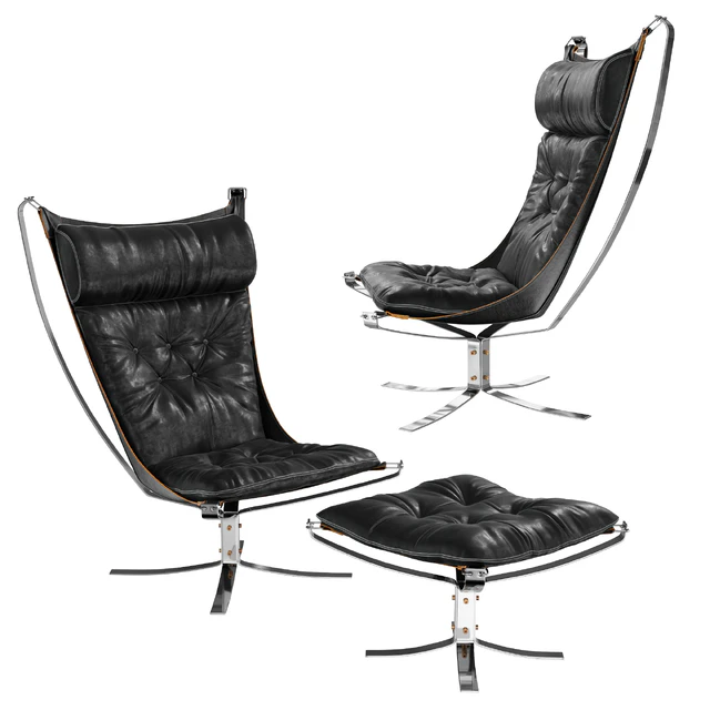 Falcon Chrome Chair & Ottoman — Скачать