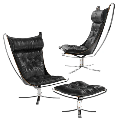 Falcon Chrome Chair & Ottoman — Вид 1