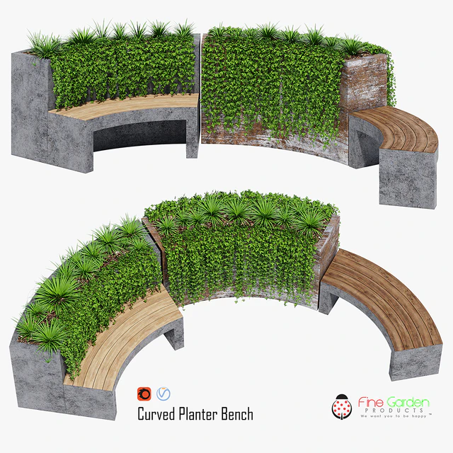 Curved planter bench two — Descargar