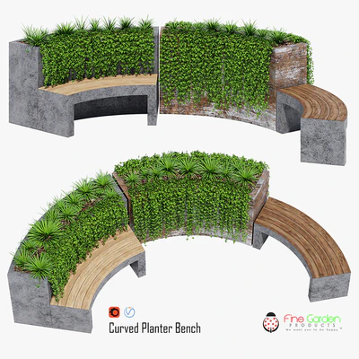 Curved planter bench two — Ver 1