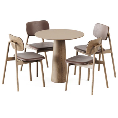 Table P.O.V. D80 by Ton and Wooden Klara Chair Upholstered by Moroso — Ver 1