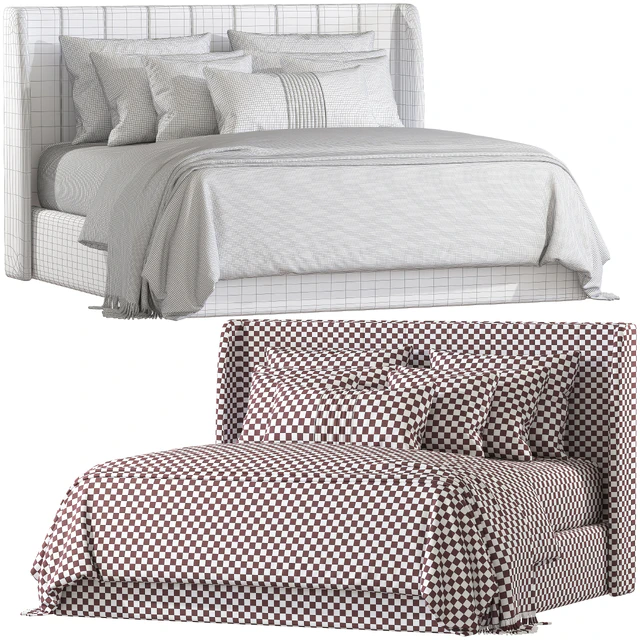 Double bed Upholstered headboard Paradise blue No. 183 — Descargar
