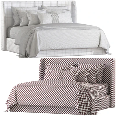 Double bed Upholstered headboard Paradise blue No. 183 — Ver 2