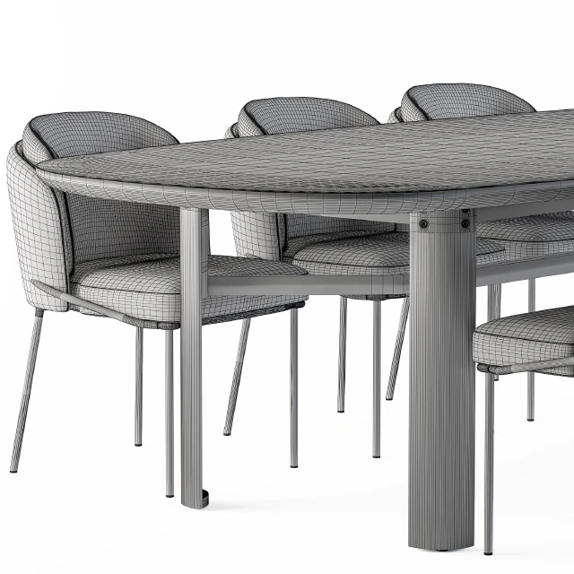 Minotti Dinning - Lou Table and Chair Black and White — Скачать