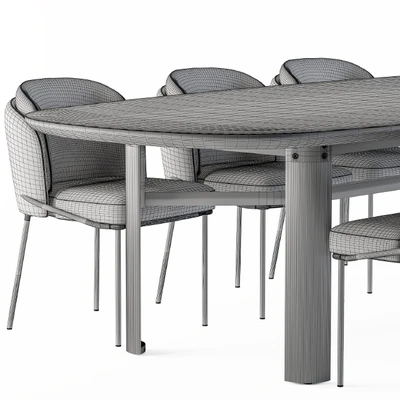 Minotti Dinning - Lou Table and Chair Black and White — Вид 2