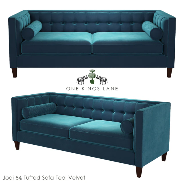 Jodi 84 Tufted Sofa Teal Velvet — Descargar