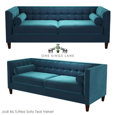 Jodi 84 Tufted Sofa Teal Velvet — Ver 1
