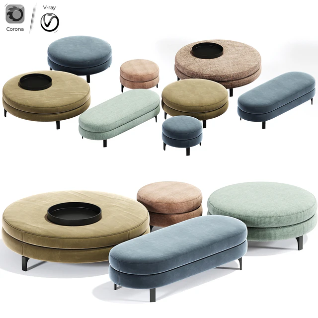 Minotti Denny Pouf Set — Скачать