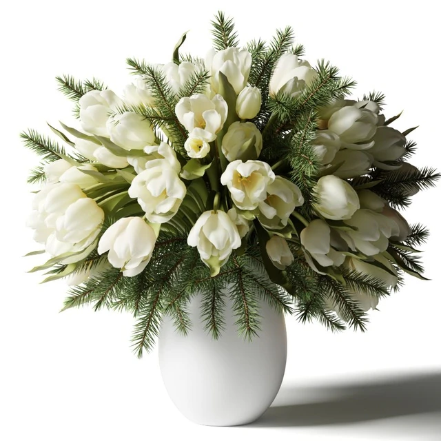 Bouquet of white tulips in a white vase — Descargar
