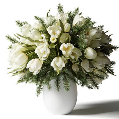 Bouquet of white tulips in a white vase — Ver 1