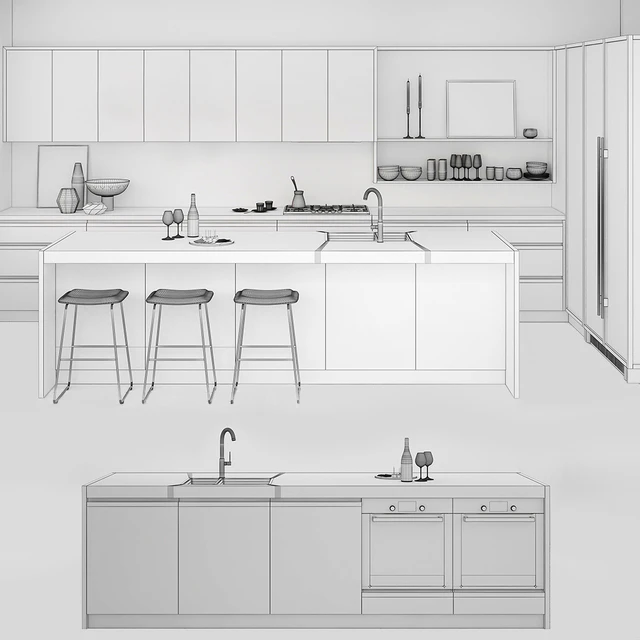 Marble & wood kitchen — Скачать