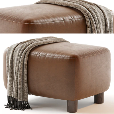 Teddy Leather Club Ottoman - Sesame — Ver 1