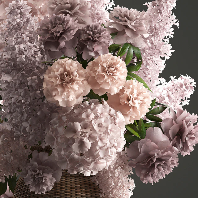 A bouquet of flowers 85. Lilac, hydrangea, basket, decor, peonies, eco design, natural decor, table decoration — Descargar