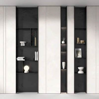 Rack set. Built in wall black white rack shelving. — Вид 3