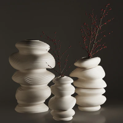 Vase Set 03-Deformed Ceramic Vase — Вид 3