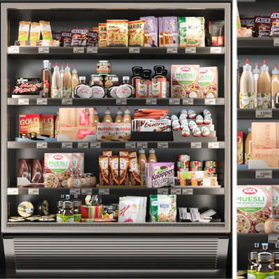 Showcase in a supermarket with sweets, cereals and snacks 3 — Ver 1