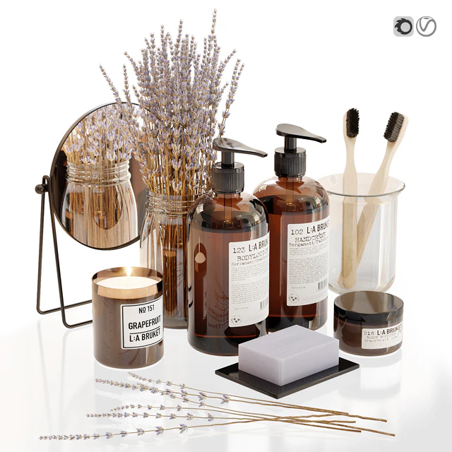 LA Bruket decor set for bathroom with lavender — Download