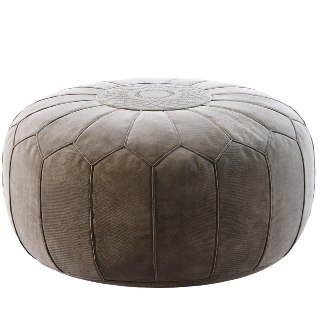Vintage Round Moroccan Pouf Hand Tooled In Marrakech — Descargar