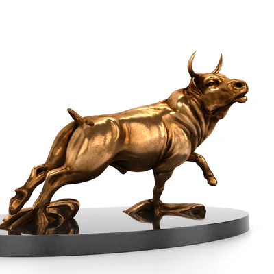 A bronze statue of a bull — View 1