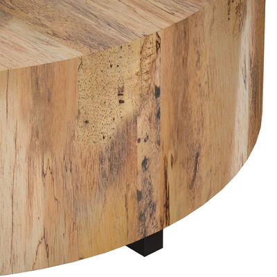 Dillon Spalted Primavera Round Wood Coffee Table (Crate and Barrel) — Ver 2