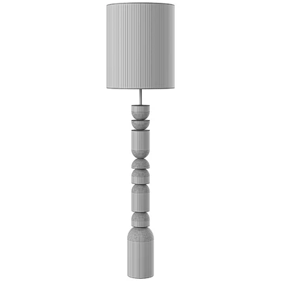 Aska charred wood and natural linen floor lamp — Ver 3