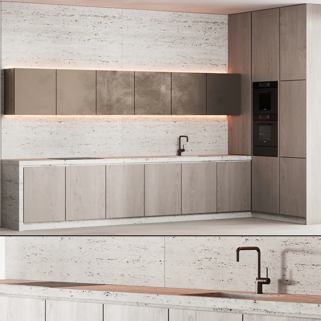 190 modern kitchen 10 japandi wood bronze travertine 00 — Descargar