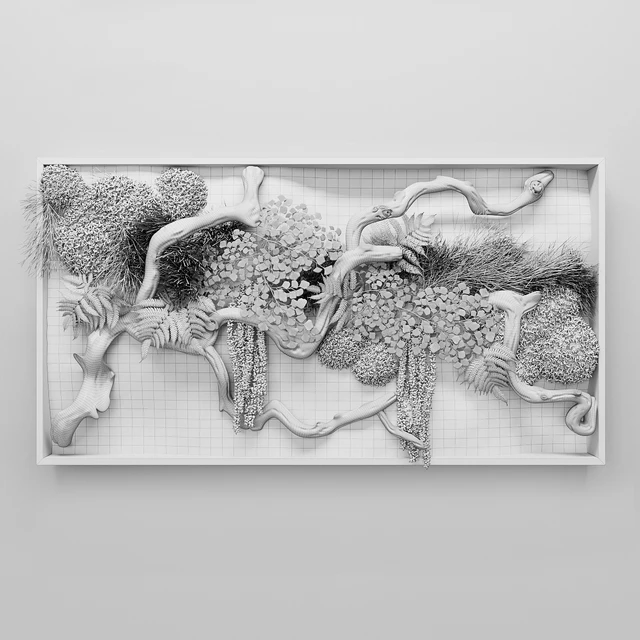 Moss, fern and snag fytowall — Скачать