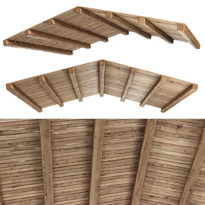 Gable Wooden Ceiling V2 / Ethnic wooden ceiling — Ver 1