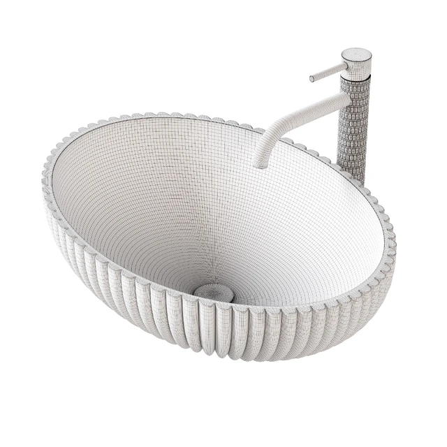 Oval cristal sink with Rea Lungo ART L.Gold mixer — Descargar