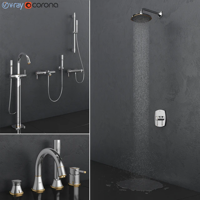 Смесители для ванны и душа GROHE | Grandera Gold set 27 — Скачать