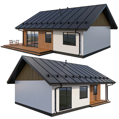 Modern cottage with click seam roof — Ver 2
