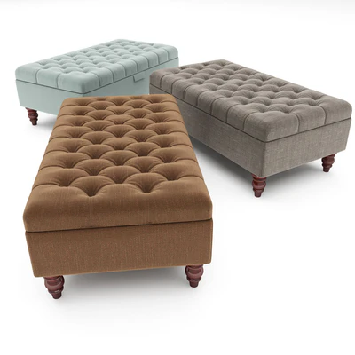 Tiffany Linen Footstool ottoman — Ver 2
