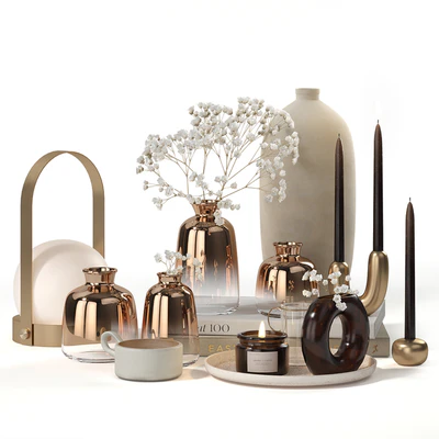 Decorative set Gold plated Translucent Glass Vases — Ver 1