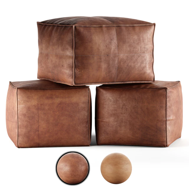Mindaliving - Cube Leather Ottoman Pouf with Plaids — Скачать