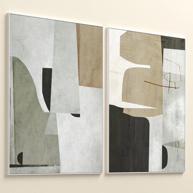 Large Mid-Century Abstract Neutral Wall Art C-410 — Скачать