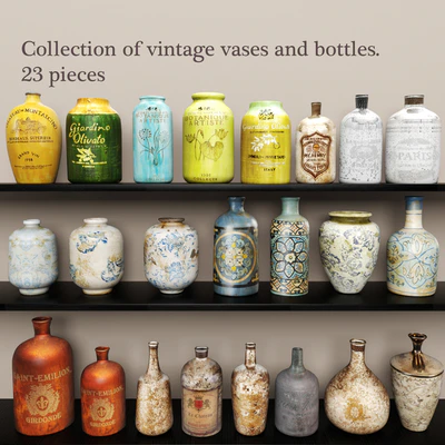 Collection vases and bottles. 23 pieces — Ver 1