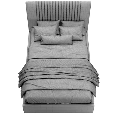Upholstered Platform Bed With French HeadBoard — Ver 3
