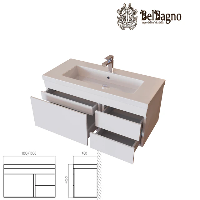 Stand BelBagno Luce BB1000VAC / BL white with washbasin — Descargar