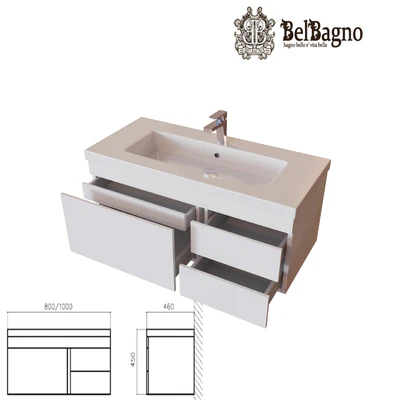 Stand BelBagno Luce BB1000VAC / BL white with washbasin — Ver 2
