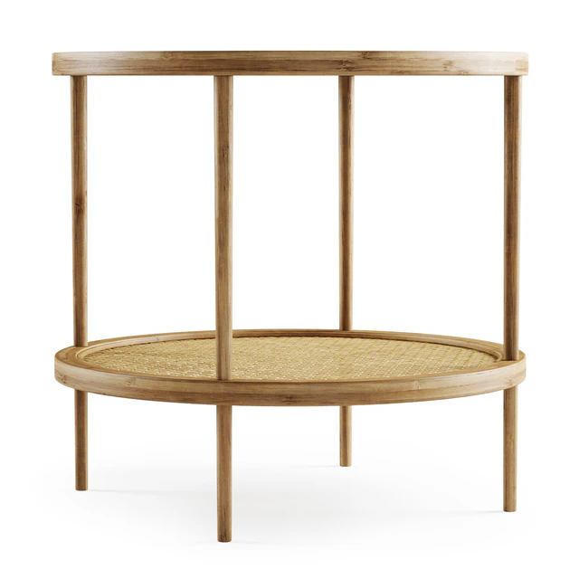 Double wooden rattan coffee table / Двойной кофейный столик из ротанга — Скачать