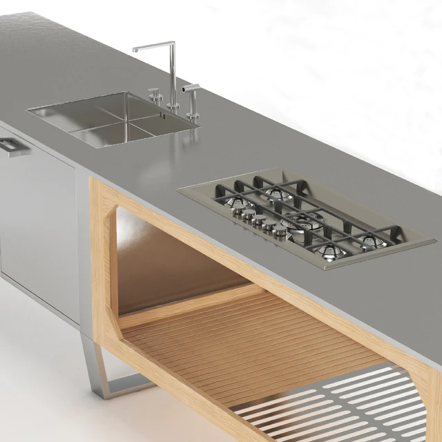 Outdoor kitchen of steel and wood Lgtek WINDOW C3 — Descargar