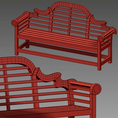 White park bench with backrest — Ver 2