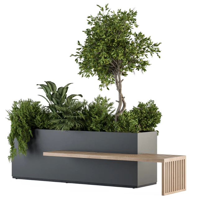 Urban Furniture / Plant Box with Bench - Set 28 — Descargar