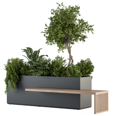 Urban Furniture / Plant Box with Bench - Set 28 — Ver 3
