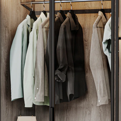Wardrobe with glass doors 02, filled with clothes — Ver 2