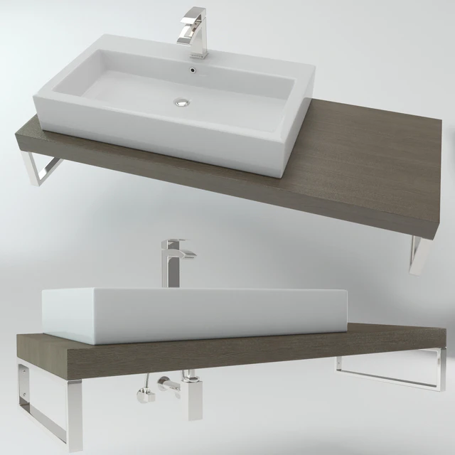 Washbasin on the wooden plate — Descargar