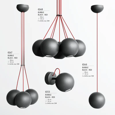 Cет из светильников NOWODVORSKI BUBBLE BLACK/RED — Вид 1