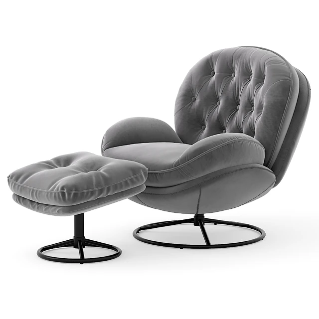 Velvet Swivel Accent Chair with Ottoman Set — Скачать