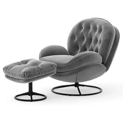 Velvet Swivel Accent Chair with Ottoman Set — Вид 2