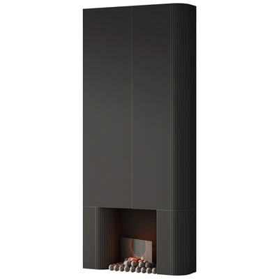 292 fireplace area decorative wall 10 tall chimney travertine stone 00 — Вид 2